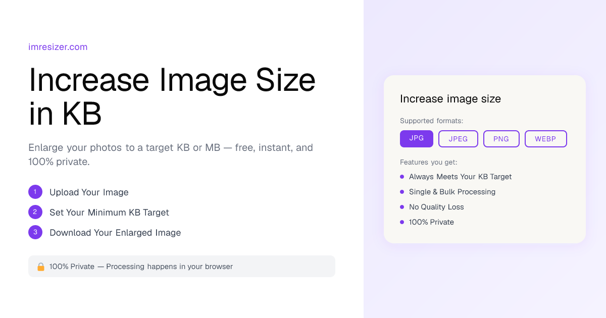 Increase Image Size in KB or MB — Free Tool | ImResizer