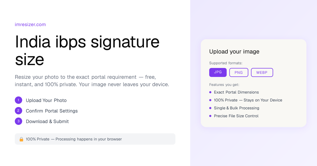 India IBPS Signature Size — 140×60px