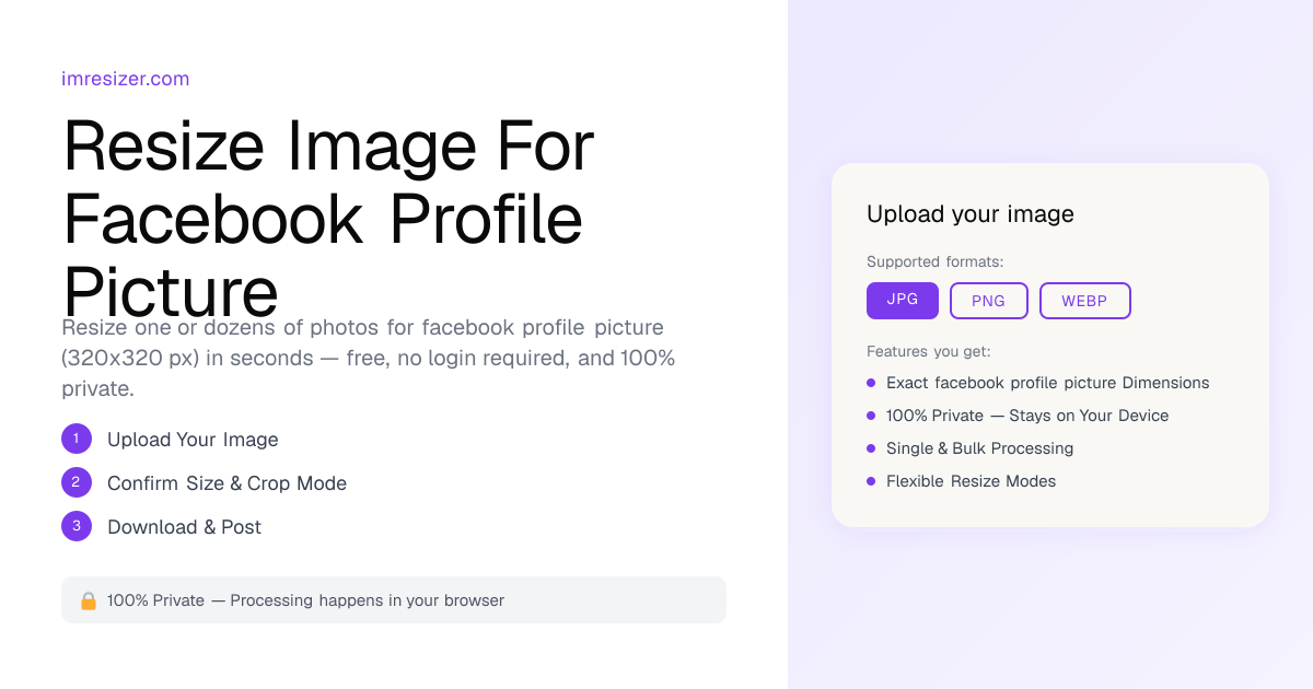 Resize Image for Facebook Profile picture - 320×320 px