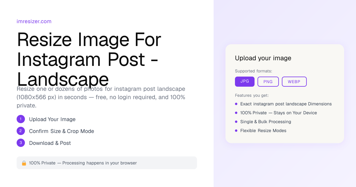 Resize Image for Instagram Post - landscape - 1080×566 px