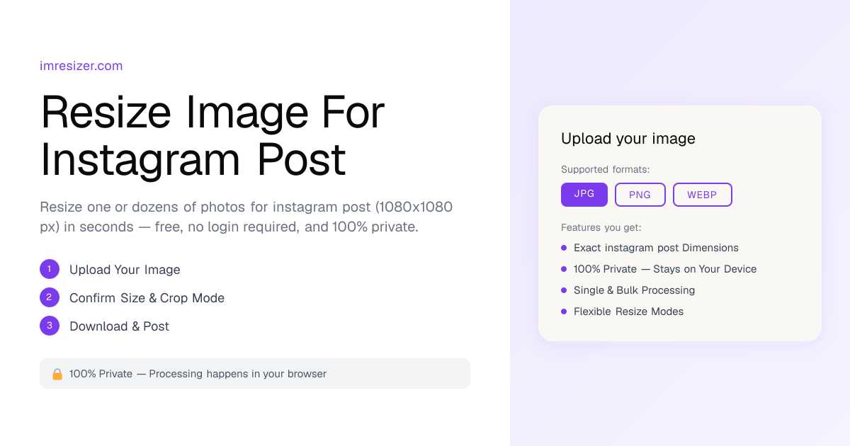 Resize Image for Instagram Post - 1080×1080 px