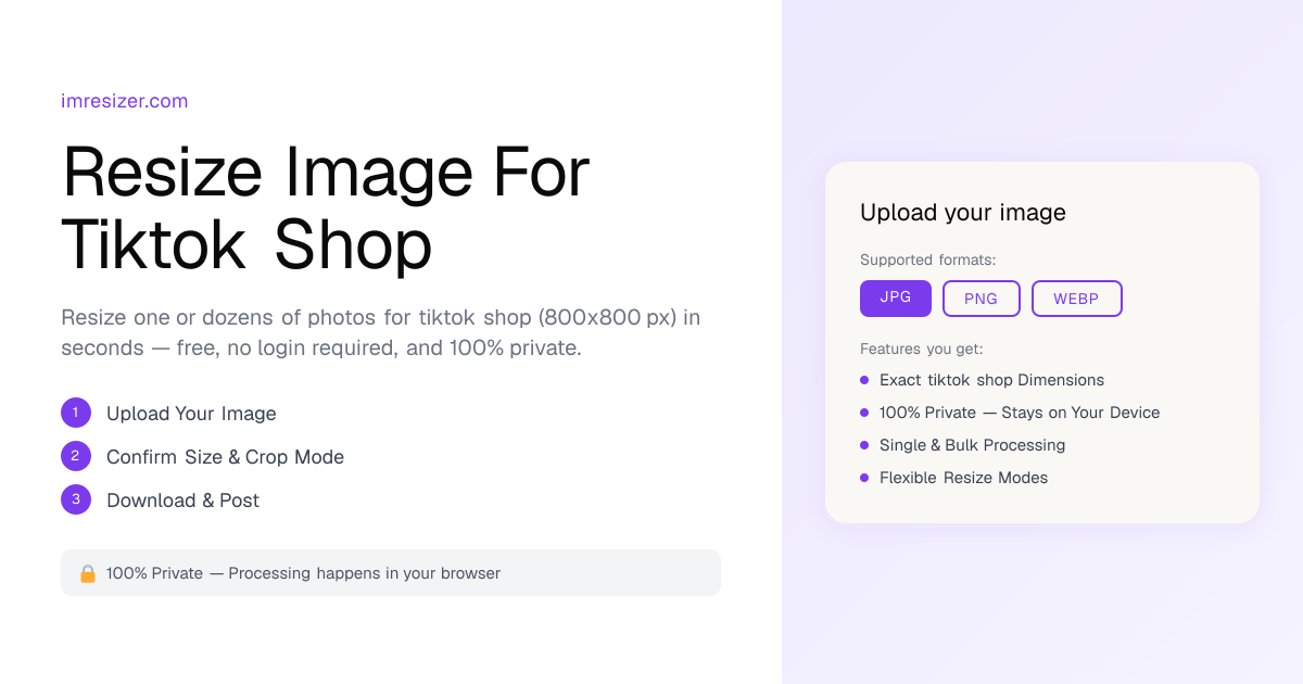 Resize Image for TikTok Shop - 800×800 px