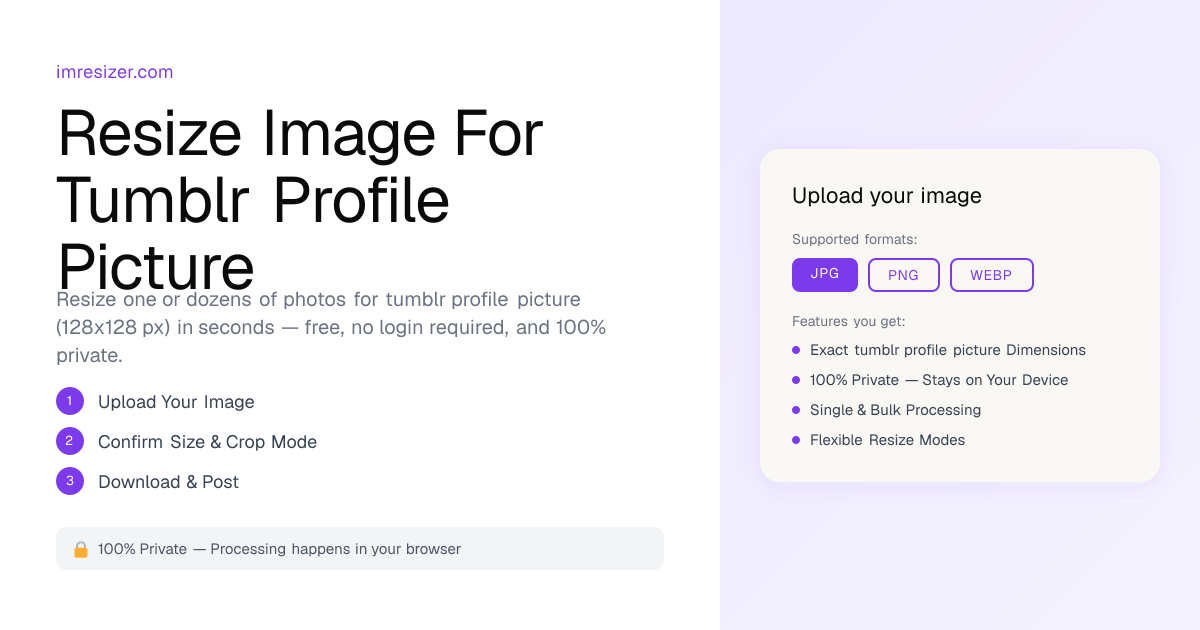 Resize Image for Tumblr Profile Picture - 128×128 px