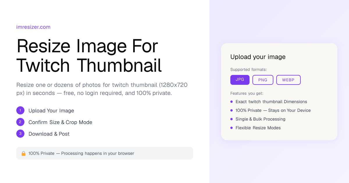 Resize Image for Twitch Thumbnail - 1280×720 px