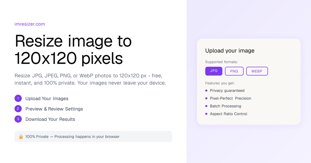 Resize image to 120x120 pixels online free | ImResizer