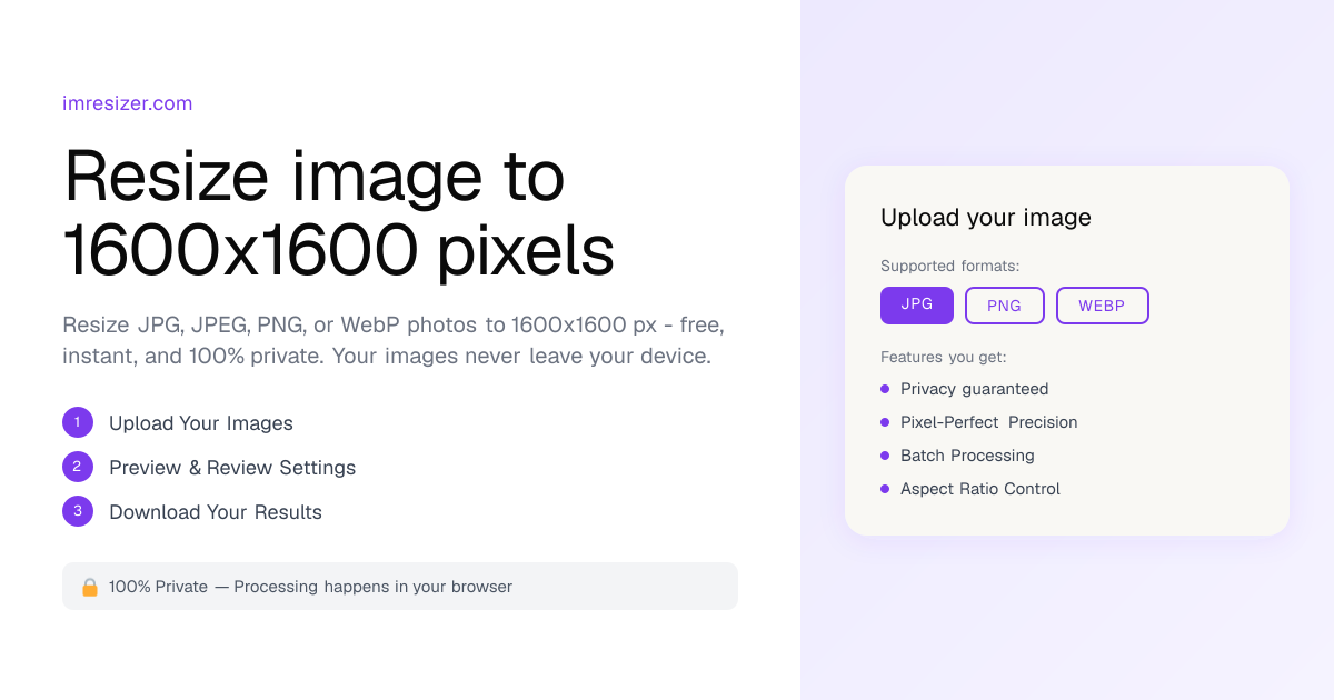 Resize image to 1600x1600 pixels online free | ImResizer