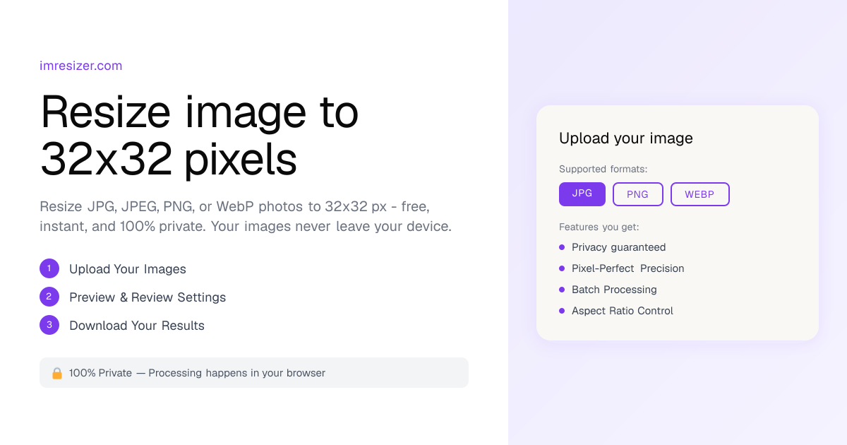 Resize image to 32x32 pixels online free | ImResizer
