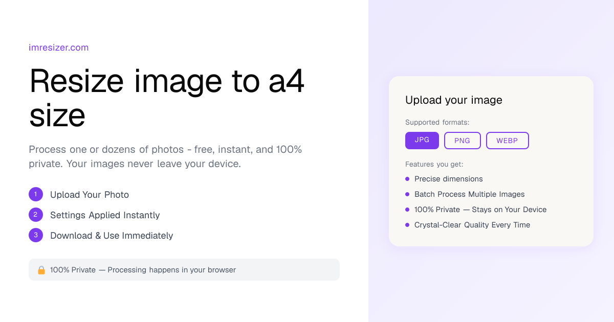 Resize image to A4 size (8.27x11.69 inch)