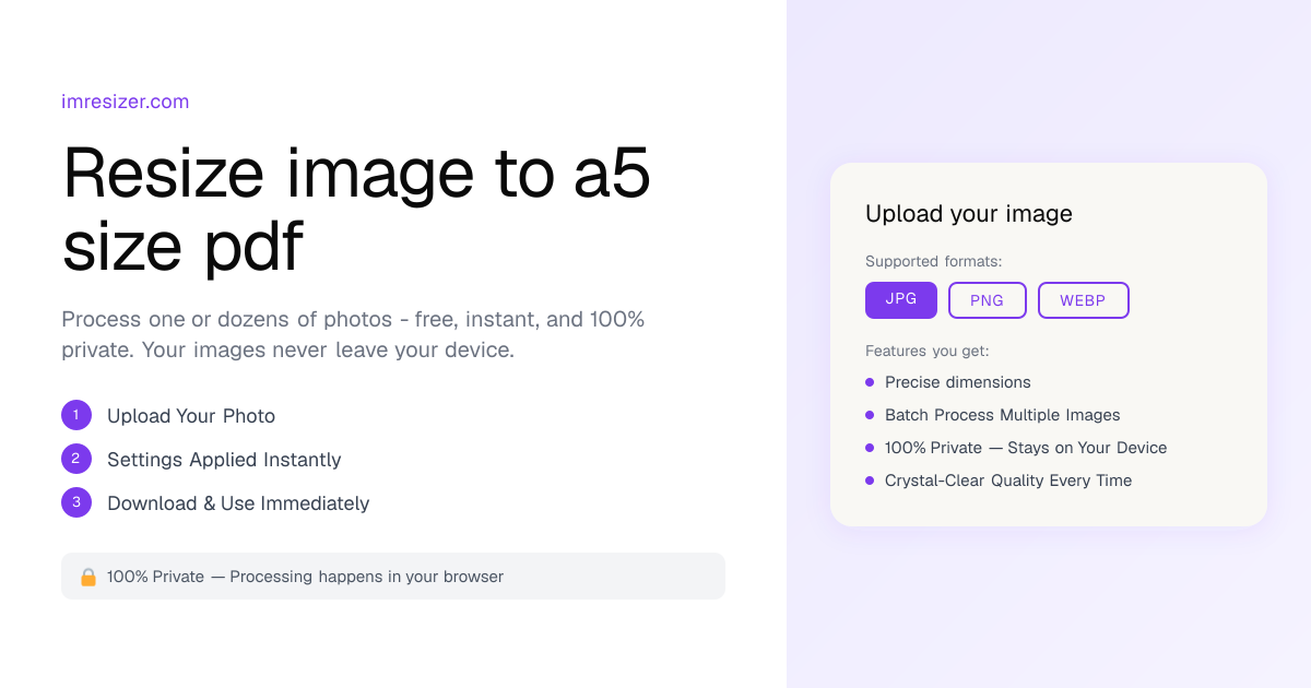 Resize image to A5 size PDF (5.83x8.27 inch)