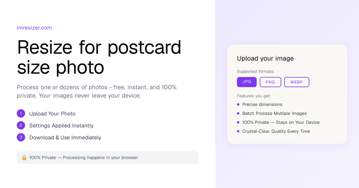 Resize for Postcard size photo (4x6 inch)